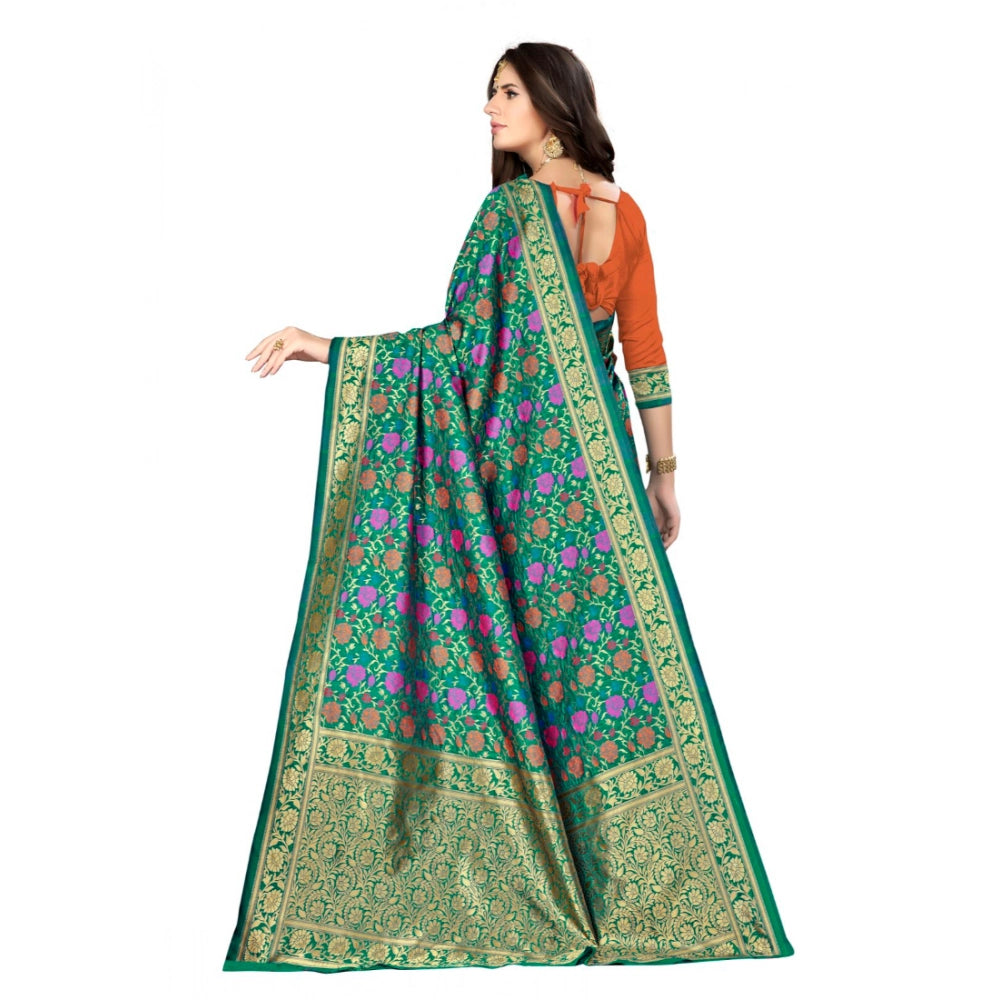 Seduva Women's Banarasi silk Saree with Blouse (Multi, 5-6mtr)