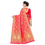 Seduva Women's Banarasi silk Saree with Blouse (Red, 5-6mtr)