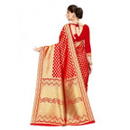 Seduva Women's Banarasi silk Saree with Blouse (Red, 5-6mtr)