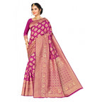 Seduva Women's Banarasi silk Saree with Blouse (Wine, 5-6mtr)