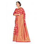 Seduva Women's Banarasi silk Saree with Blouse (Red, 5-6mtr)