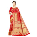 Seduva Women's Banarasi silk Saree with Blouse (Red, 5-6mtr)