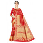 Seduva Women's Banarasi silk Saree with Blouse (Red, 5-6mtr)