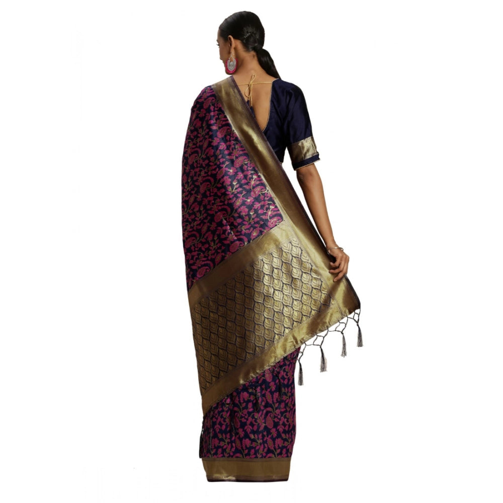 Seduva Women's Banarasi silk Saree with Blouse (Multi, 5-6mtr)