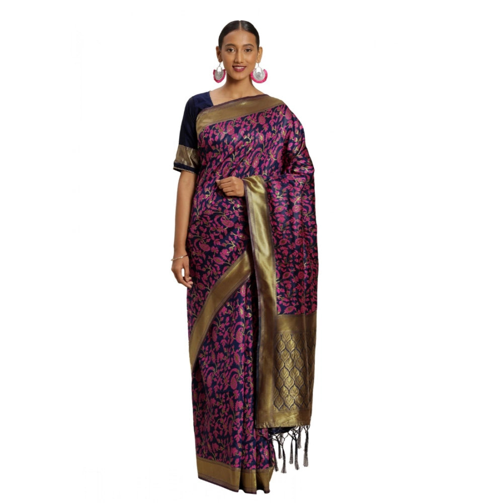 Seduva Women's Banarasi silk Saree with Blouse (Multi, 5-6mtr)