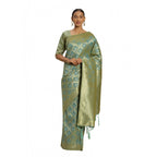 Seduva Women's Banarasi silk Saree with Blouse (Sky blue, 5-6mtr)