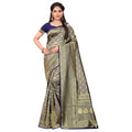 Seduva Women's Banarasi silk Saree with Blouse (Navy blue, 5-6mtr)