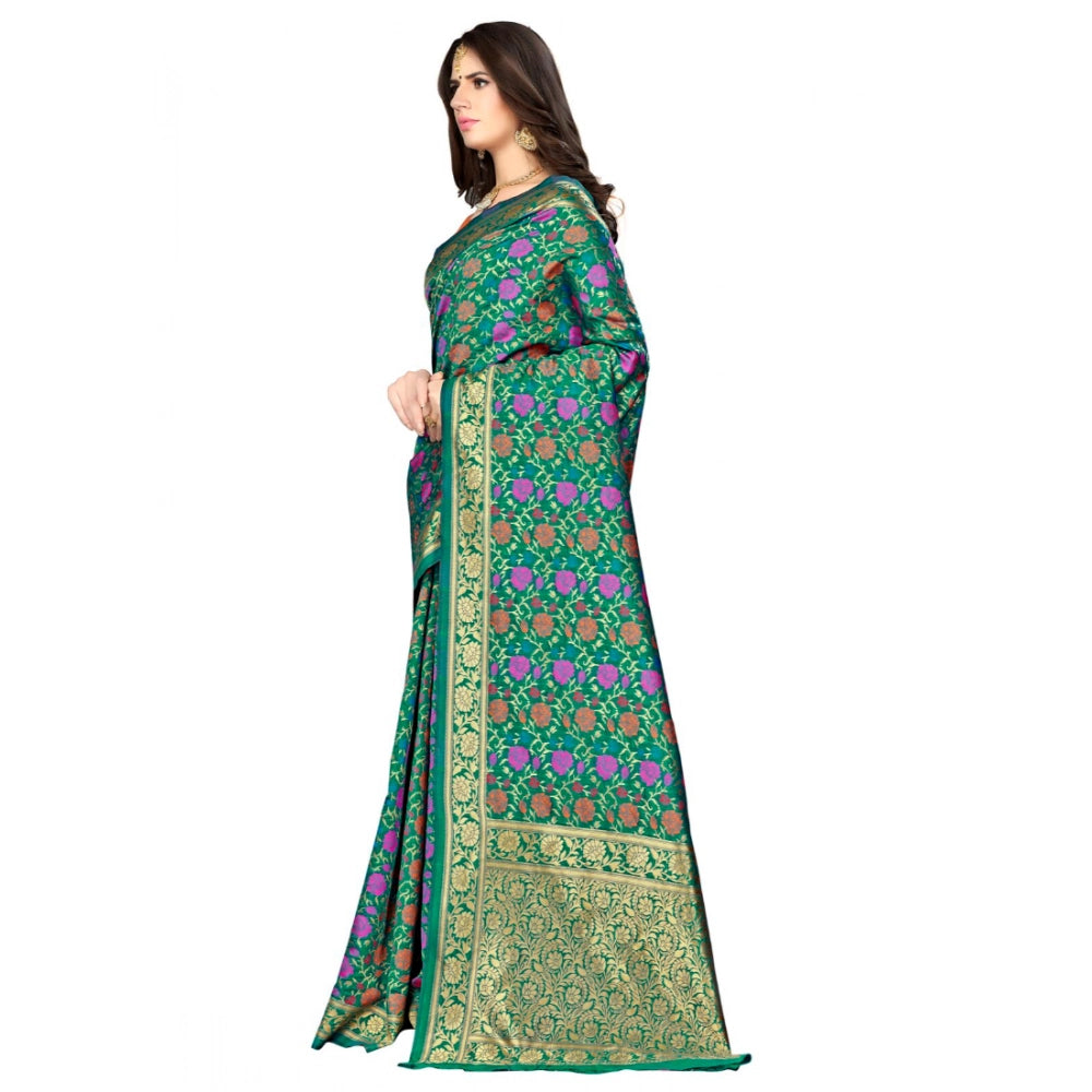 Seduva Women's Banarasi silk Saree with Blouse (Multi, 5-6mtr)