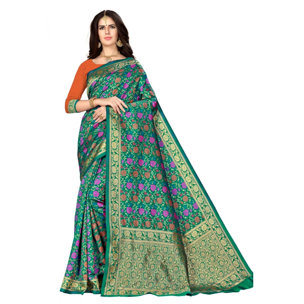 Seduva Women's Banarasi silk Saree with Blouse (Multi, 5-6mtr)