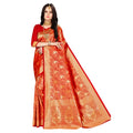 Seduva Women's Banarasi silk Saree with Blouse (Red, 5-6mtr)