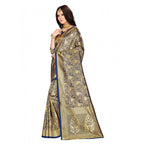 Seduva Women's Banarasi silk Saree with Blouse (Navy blue, 5-6mtr)