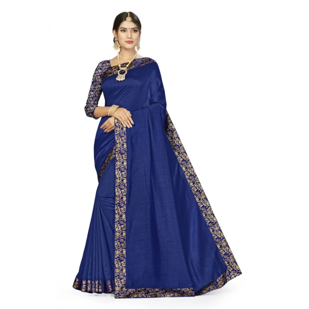 Seduva Women's Silk Blend Saree (Neavy blue, 5-6mtrs)