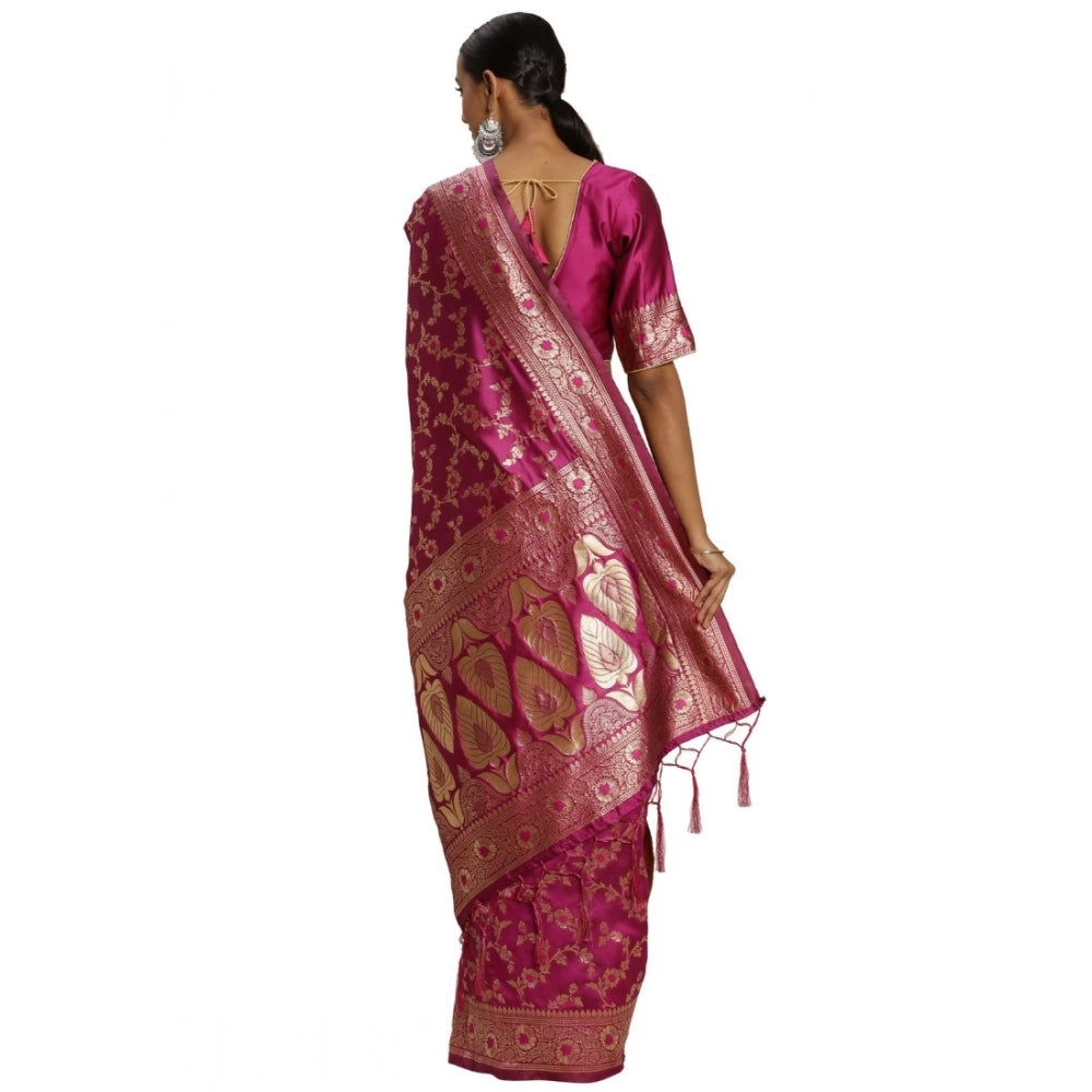 Seduva Women's Banarasi Silk Saree (Pink, 5-6mtrs)