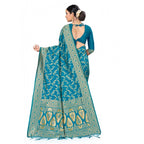 Seduva Women's Banarasi Silk Saree (Sky blue, 5-6mtrs)