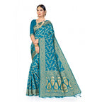 Seduva Women's Banarasi Silk Saree (Sky blue, 5-6mtrs)