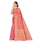 Seduva Women's Banarasi Silk Saree (Peach, 5-6mtrs)