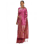 Seduva Women's Banarasi Silk Saree (Pink, 5-6mtrs)