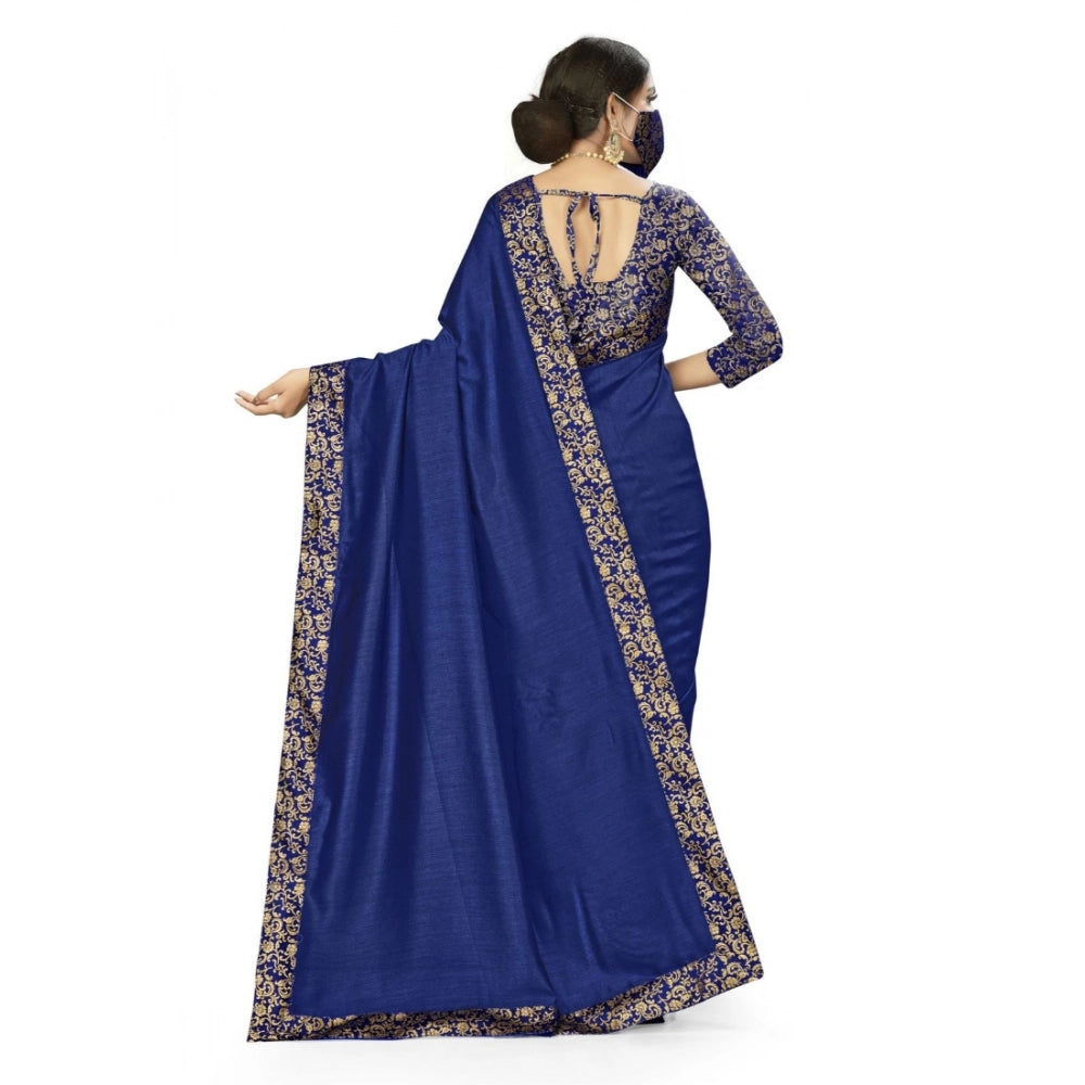 Seduva Women's Silk Blend Saree (Neavy blue, 5-6mtrs)