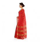 Seduva Women's Kota Doria Cotton Saree With Blouse (Red,6-3 Mtrs)