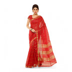 Seduva Women's Kota Doria Cotton Saree With Blouse (Red,6-3 Mtrs)