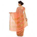 Seduva Women's Kota Doria Cotton Saree With Blouse (Peach,6-3 Mtrs)