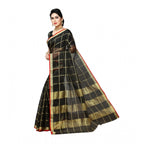 Seduva Women's Kota Doria Cotton Saree With Blouse (Black,6-3 Mtrs)