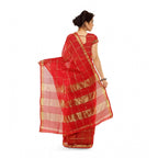 Seduva Women's Kota Doria Cotton Saree With Blouse (Red,6-3 Mtrs)