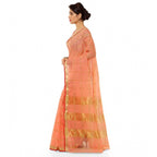 Seduva Women's Kota Doria Cotton Saree With Blouse (Peach,6-3 Mtrs)