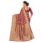 Seduva Women's Banarasi Silk Saree (Maroon,5-6 Mtrs)