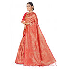 Seduva Women's Banarasi Silk Saree (Peach,5-6 Mtrs)