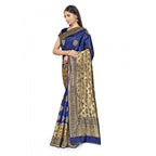 Seduva Women's Banarasi Silk Saree (Navy Blue,5-6 Mtrs)