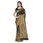 Seduva Women's Banarasi Silk Saree (Black,5-6 Mtrs)