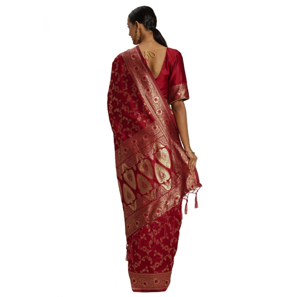 Seduva Women's Banarasi Silk Saree (Red,5-6 Mtrs)