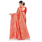 Seduva Women's Banarasi Silk Saree (Peach,5-6 Mtrs)