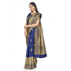 Seduva Women's Banarasi Silk Saree (Navy Blue,5-6 Mtrs)