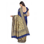 Seduva Women's Banarasi Silk Saree (Navy Blue,5-6 Mtrs)