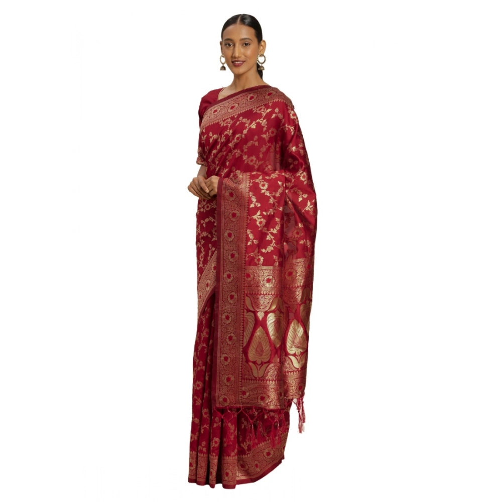 Seduva Women's Banarasi Silk Saree (Red,5-6 Mtrs)