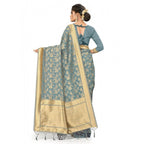 Seduva Women's Banarasi (Spun Cotton) Saree (Grey,5-6 Mtrs)