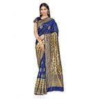 Seduva Women's Banarasi Silk Saree (Navy Blue,5-6 Mtrs)