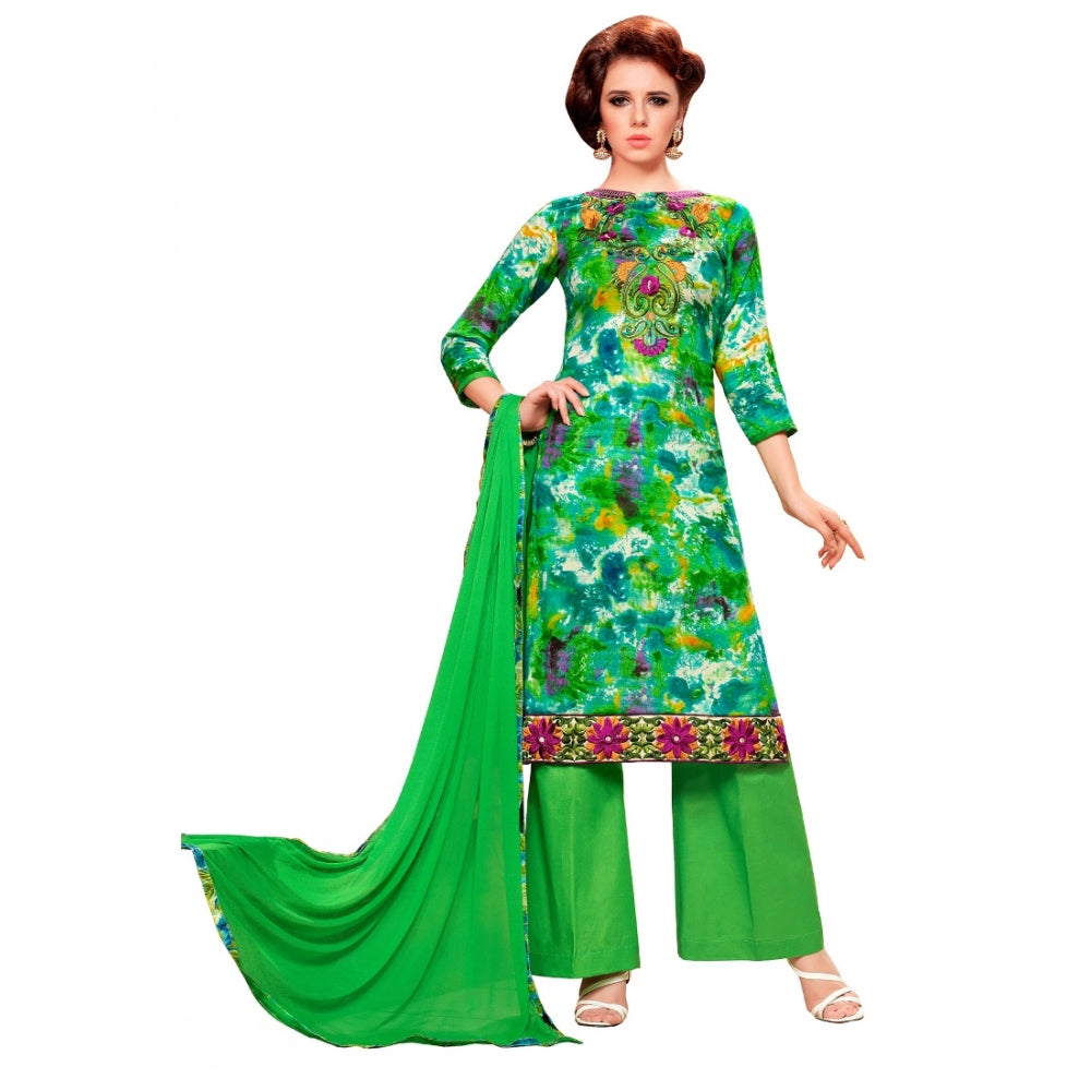 Seduva Women's Glaze Cotton Unstitched Salwar Suit-Material With Dupatta (Green &amp; Multi,2.3 Mtrs)