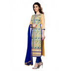 Seduva Women's Cotton Unstitched Salwar Suit-Material With Dupatta (Beige,2.3 Mtrs)