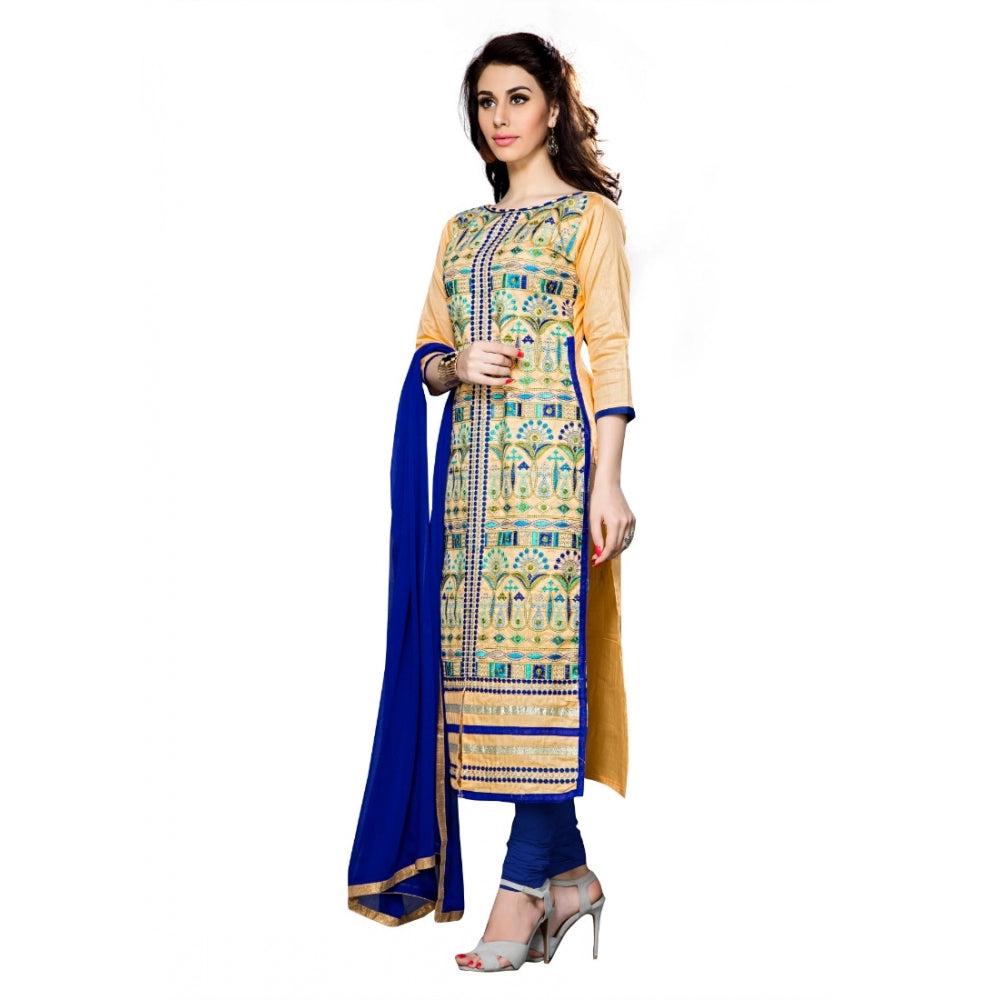 Seduva Women's Cotton Unstitched Salwar Suit-Material With Dupatta (Beige,2.3 Mtrs)