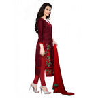 Seduva Women's Cotton Unstitched Salwar Suit-Material With Dupatta (Dark Maroon,2.3 Mtrs)