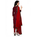 Seduva Women's Cotton Unstitched Salwar Suit-Material With Dupatta (Dark Maroon,2.3 Mtrs)