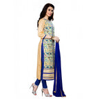 Seduva Women's Cotton Unstitched Salwar Suit-Material With Dupatta (Beige,2.3 Mtrs)