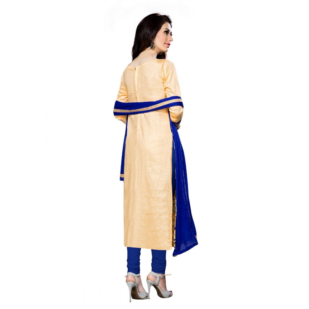 Seduva Women's Cotton Unstitched Salwar Suit-Material With Dupatta (Beige,2.3 Mtrs)