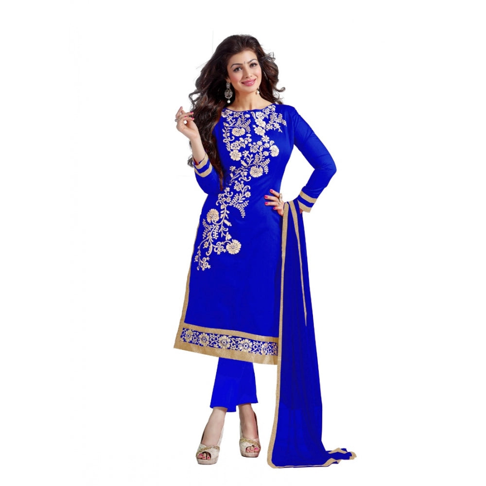 Seduva Women's Chanderi Unstitched Salwar Suit-Material With Dupatta (Blue,2 Mtrs)