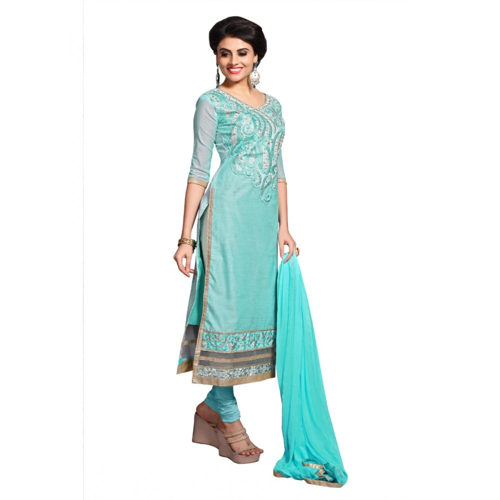 Seduva Women's Chanderi Unstitched Salwar Suit-Material With Dupatta (Light Sea Green,2.3 Mtrs)