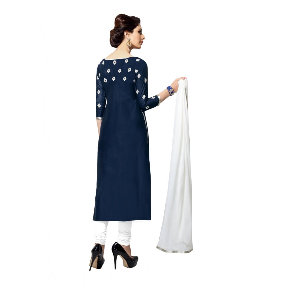 Seduva Women's Cotton Unstitched Salwar Suit-Material With Dupatta (Navy Blue,2.2 Mtrs)