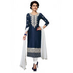 Seduva Women's Cotton Unstitched Salwar Suit-Material With Dupatta (Navy Blue,2.2 Mtrs)